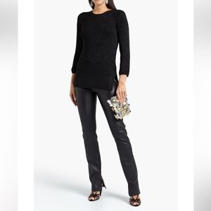 SAINT LAURENT black ribbed long sleeve top 
Metallic knit tunic sweater